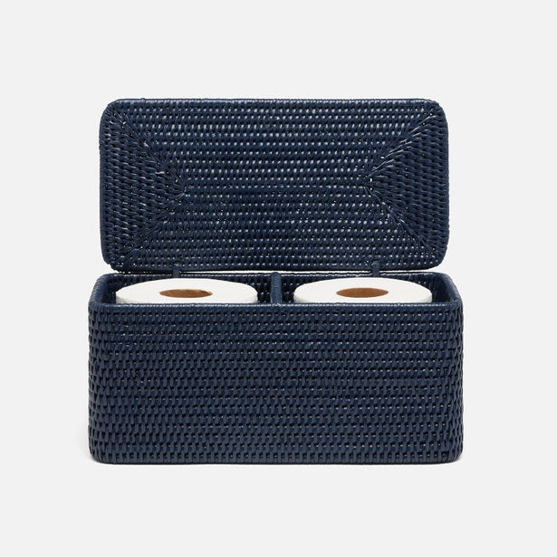 Camden Rattan Double Toilet Paper Holder (Midnight Blue)