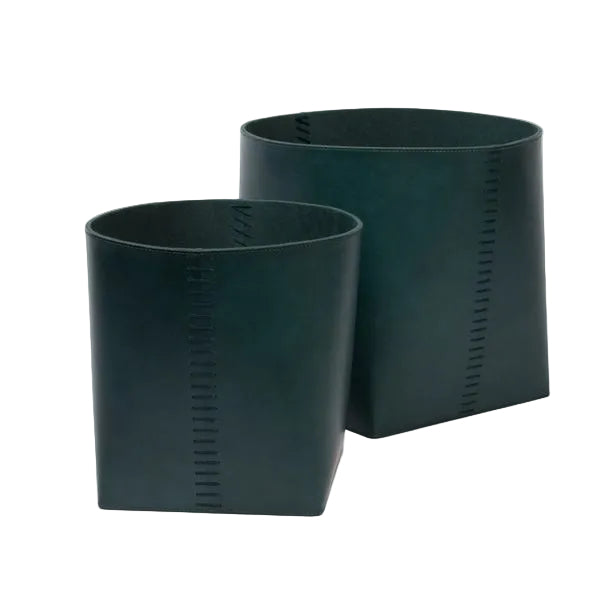 Salo Full-Grain Leather Baskets (Set/2) (Dark Teal) - Hudson & Vine