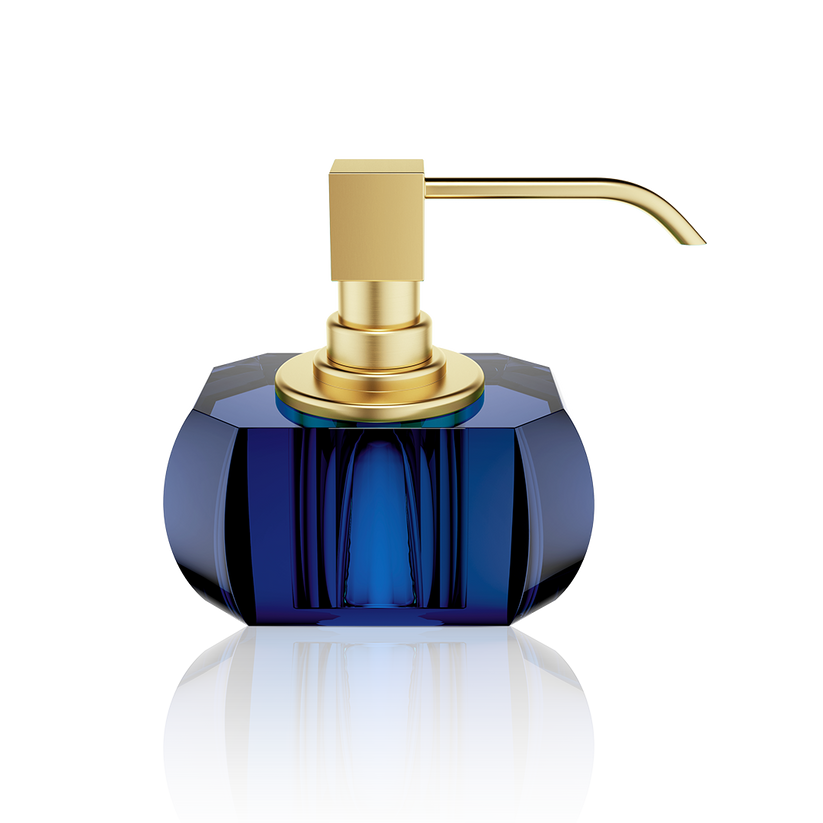 Kristall SSP Soap Dispenser by Decor Walther (CAPRI BLUE / GOLD MATTE 24K) - Hudson & Vine