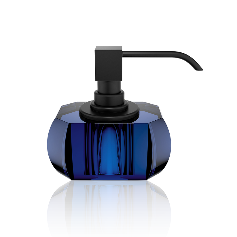 Kristall SSP Soap Dispenser by Decor Walther (CAPRI BLUE / BLACK MATTE) - Hudson & Vine