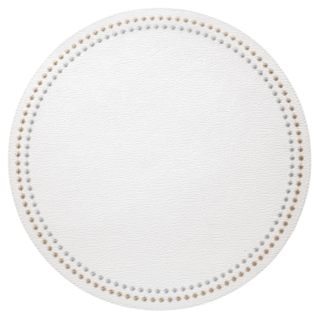 Bodrum Pearls Round Vinyl Placemats (Gold/Silver) Set of 4
