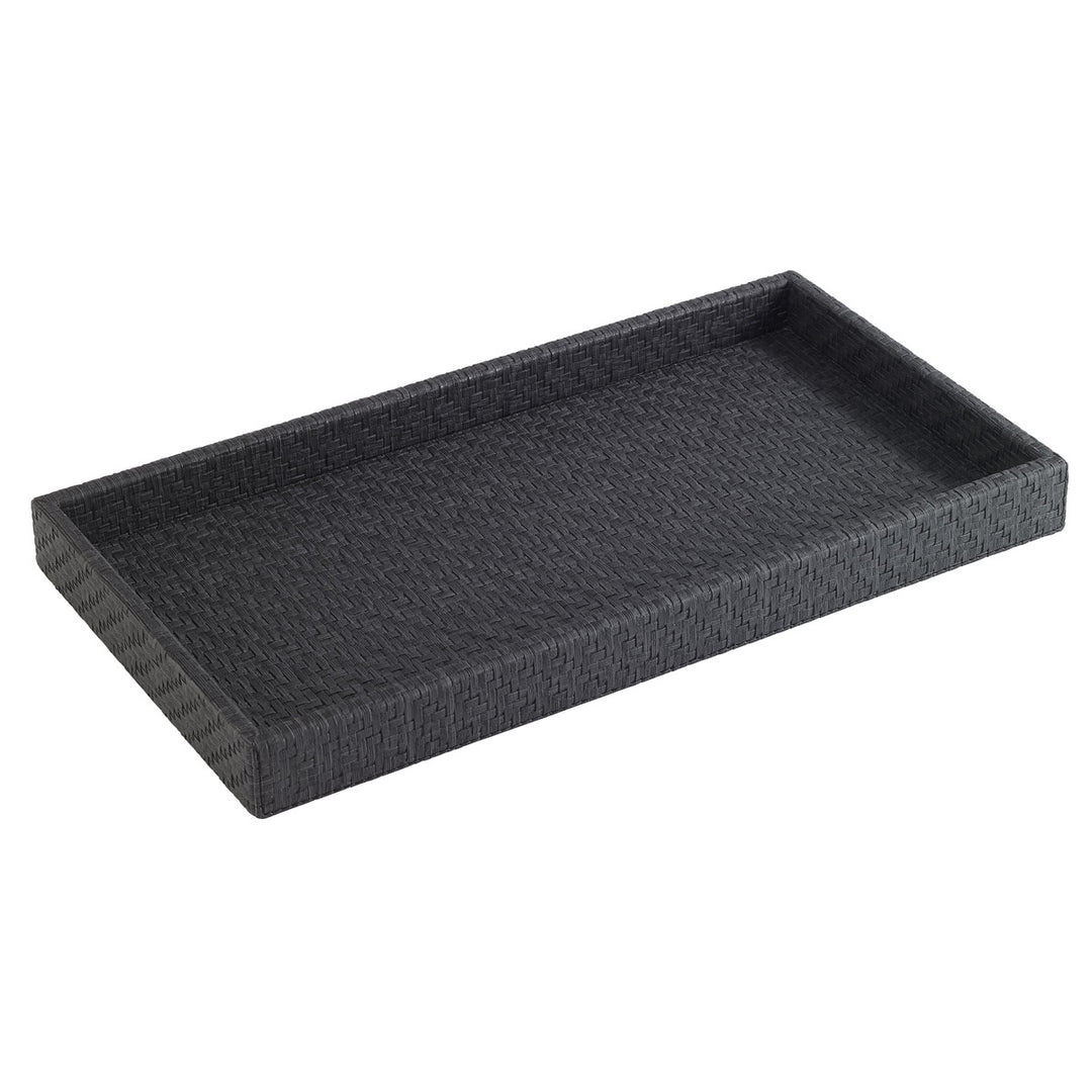 Wicker Vinyl Bathroom Accessories (Black)