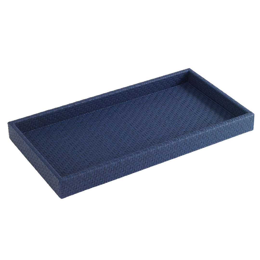 Wicker Vinyl Bathroom Accessories (Navy)