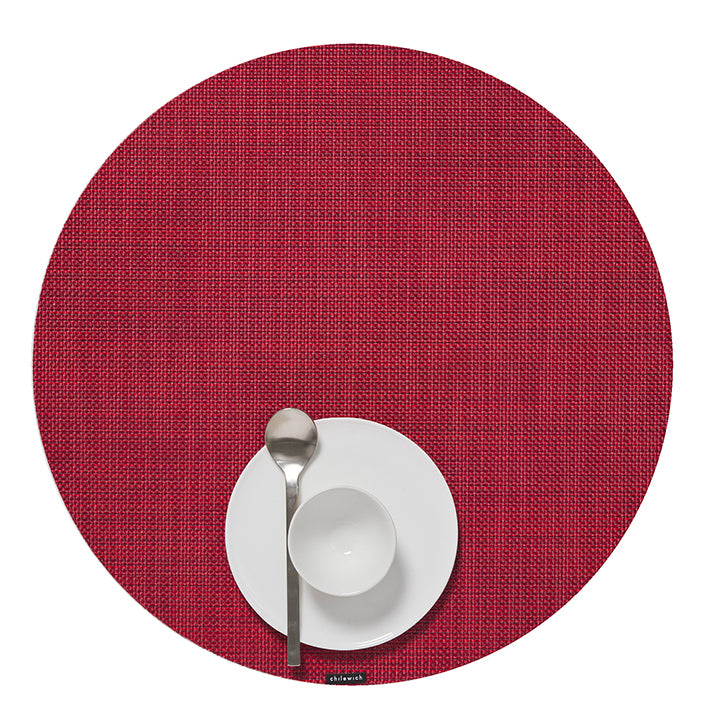 Chilewich Mini Basketweave Round Place Mats Set/4 (Scarlet)
