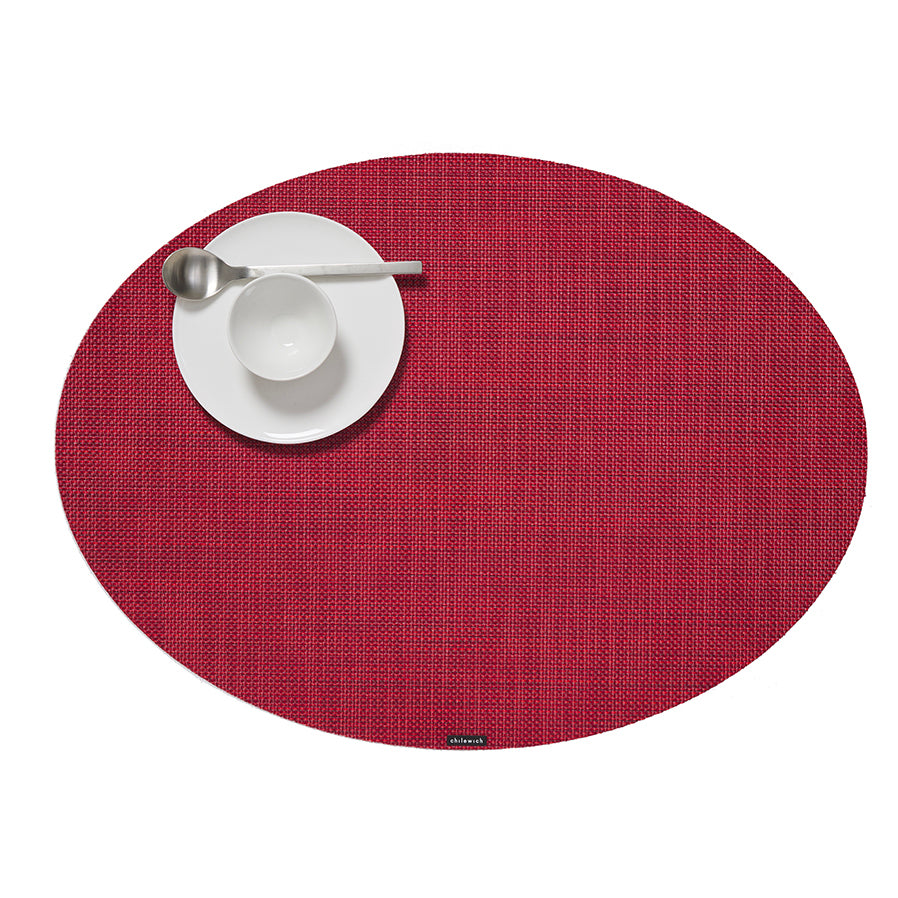 Chilewich Mini Basketweave Oval Place Mats Set/4 (Scarlet)