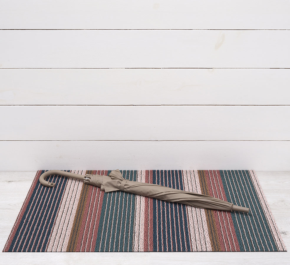 Chilewich Pleat Stripe Shag Floor Mats (Raspberry)