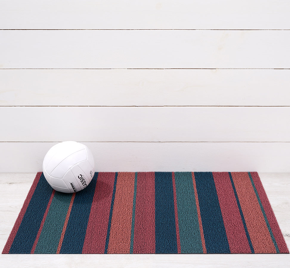 Chilewich Bolt Stripe Shag Floor Mats (Raspberry)