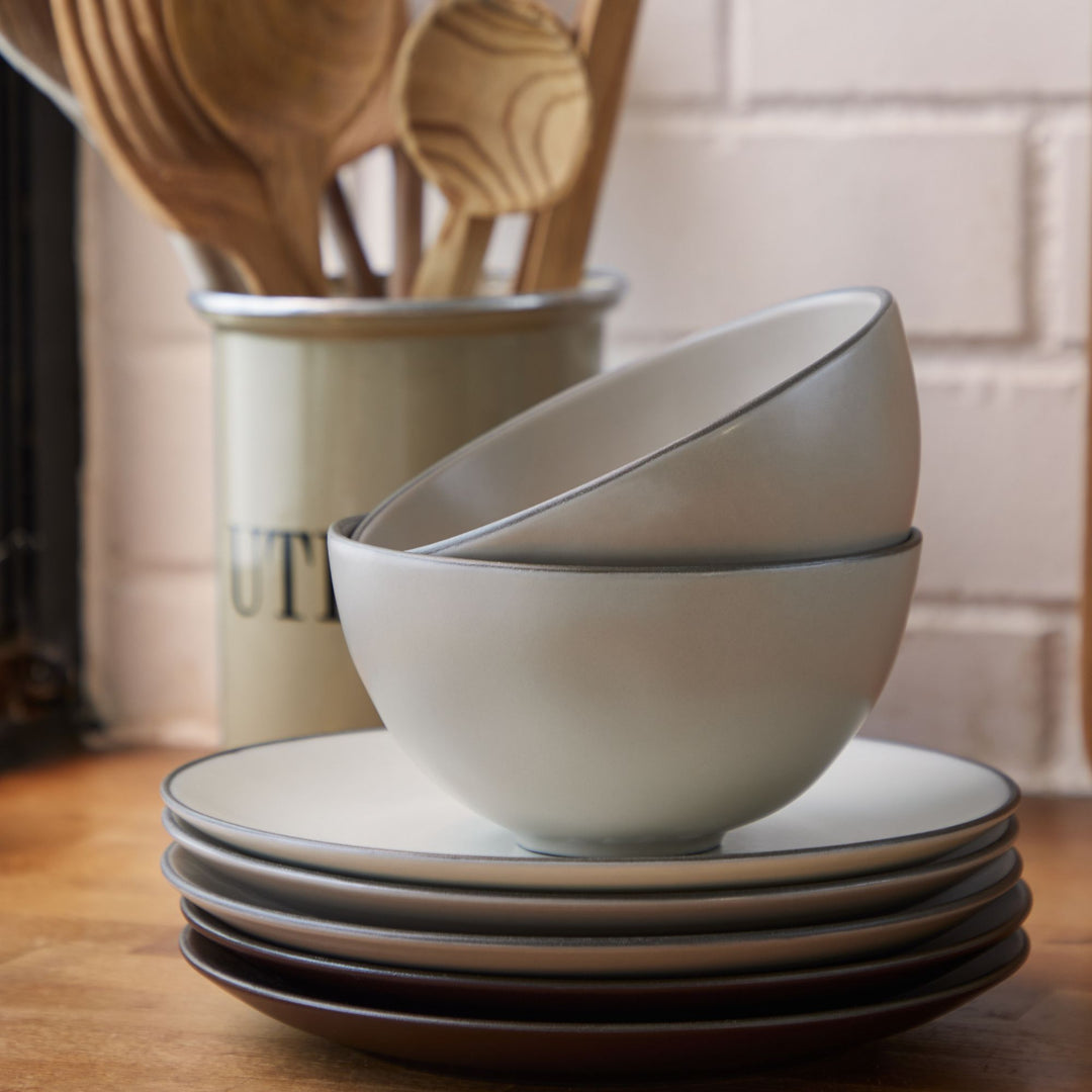 Costa Nova Stacked Organic Fine Stoneware Dinnerware (Cremini Beige)