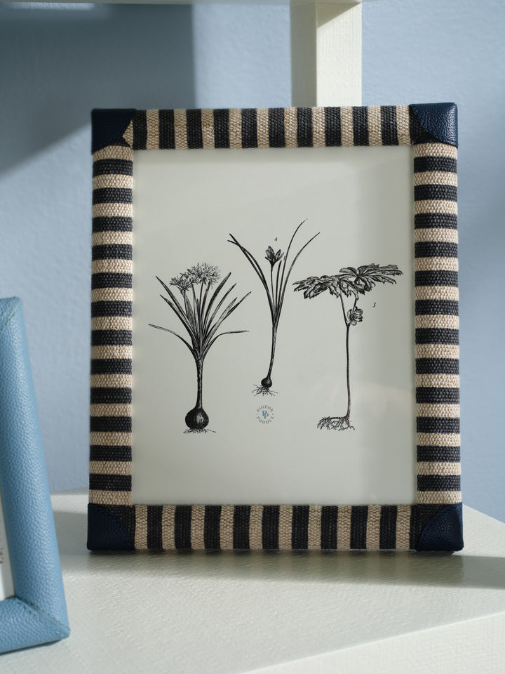 Franklin Navy Striped/Navy Leather Picture Frame