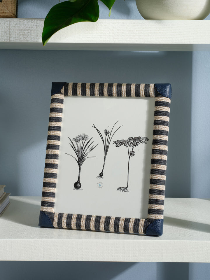 Franklin Navy Striped/Navy Leather Picture Frame
