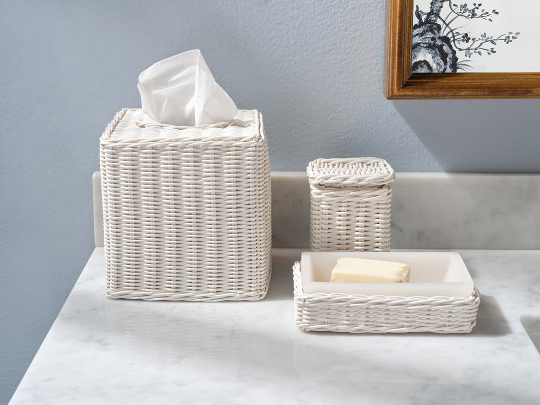 Kardia Rattan Bathroom Accessories (Cotton White)