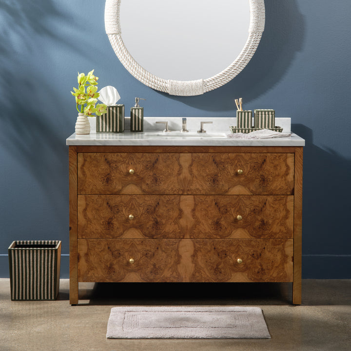 Franklin Emerald Striped Cotton Jute/Forest Leather Bathroom Accessories