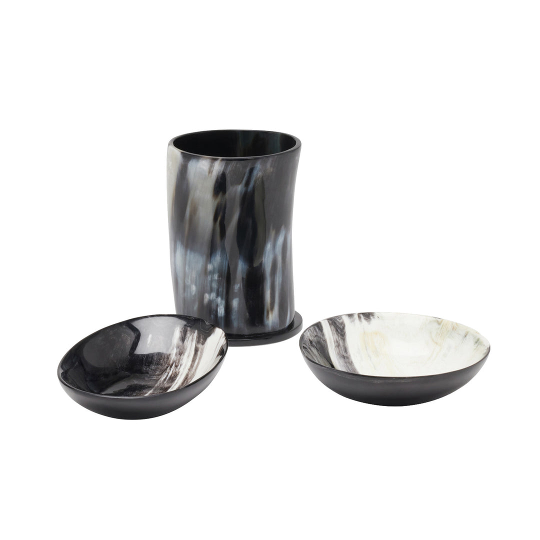 Conway Black/Natural African Horn Bathroom 3-Piece Set