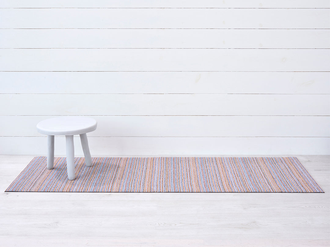 Chilewich Skinny Stripe Shag Floor Mats (Periwinkle)