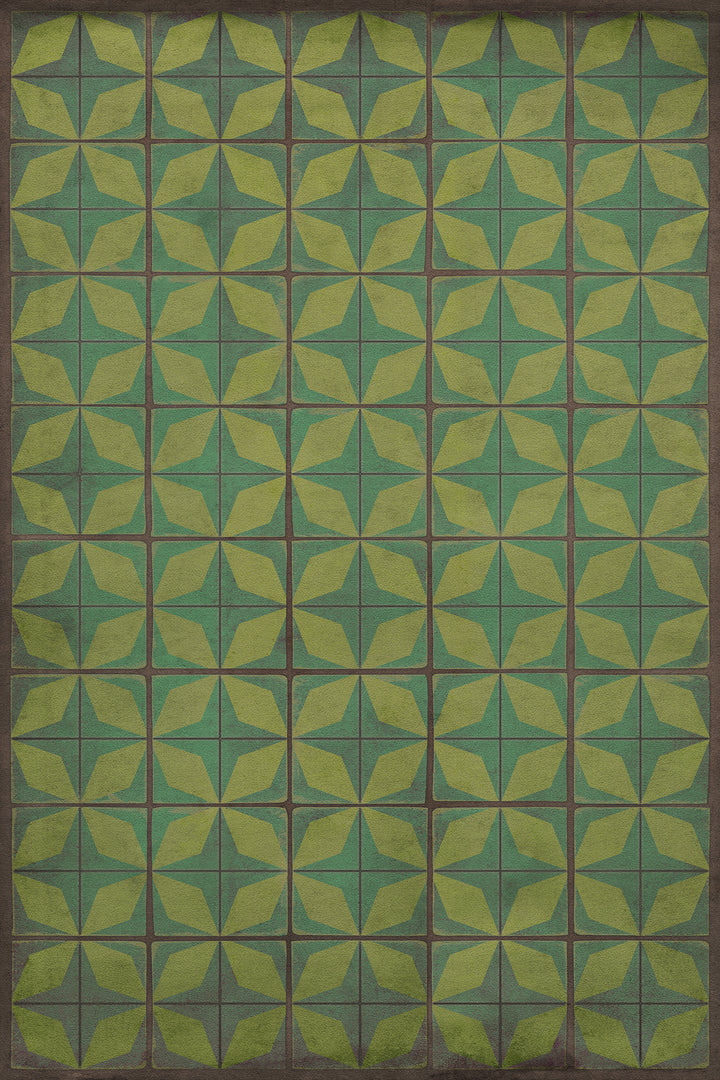 Vintage Vinyl Floorcloth Rug (Pattern 54 All Systems Go) - Hudson & Vine