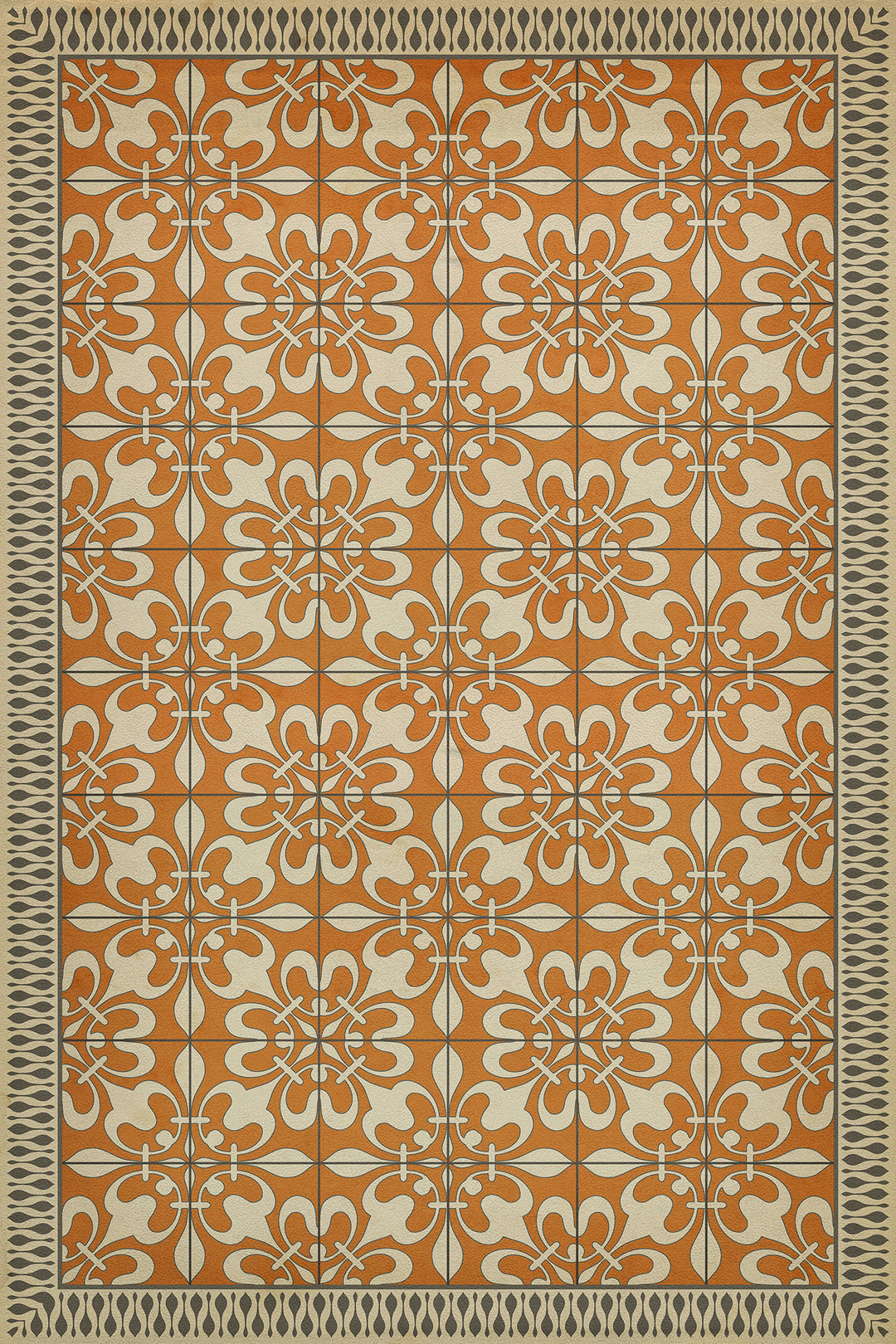 Vintage Vinyl Floorcloth Rug (Pattern 55 The Heat of Summer)