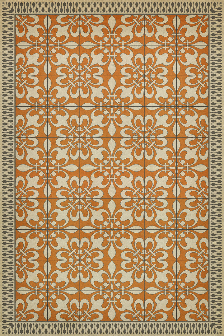 Vintage Vinyl Floorcloth Rug (Pattern 55 The Heat of Summer)