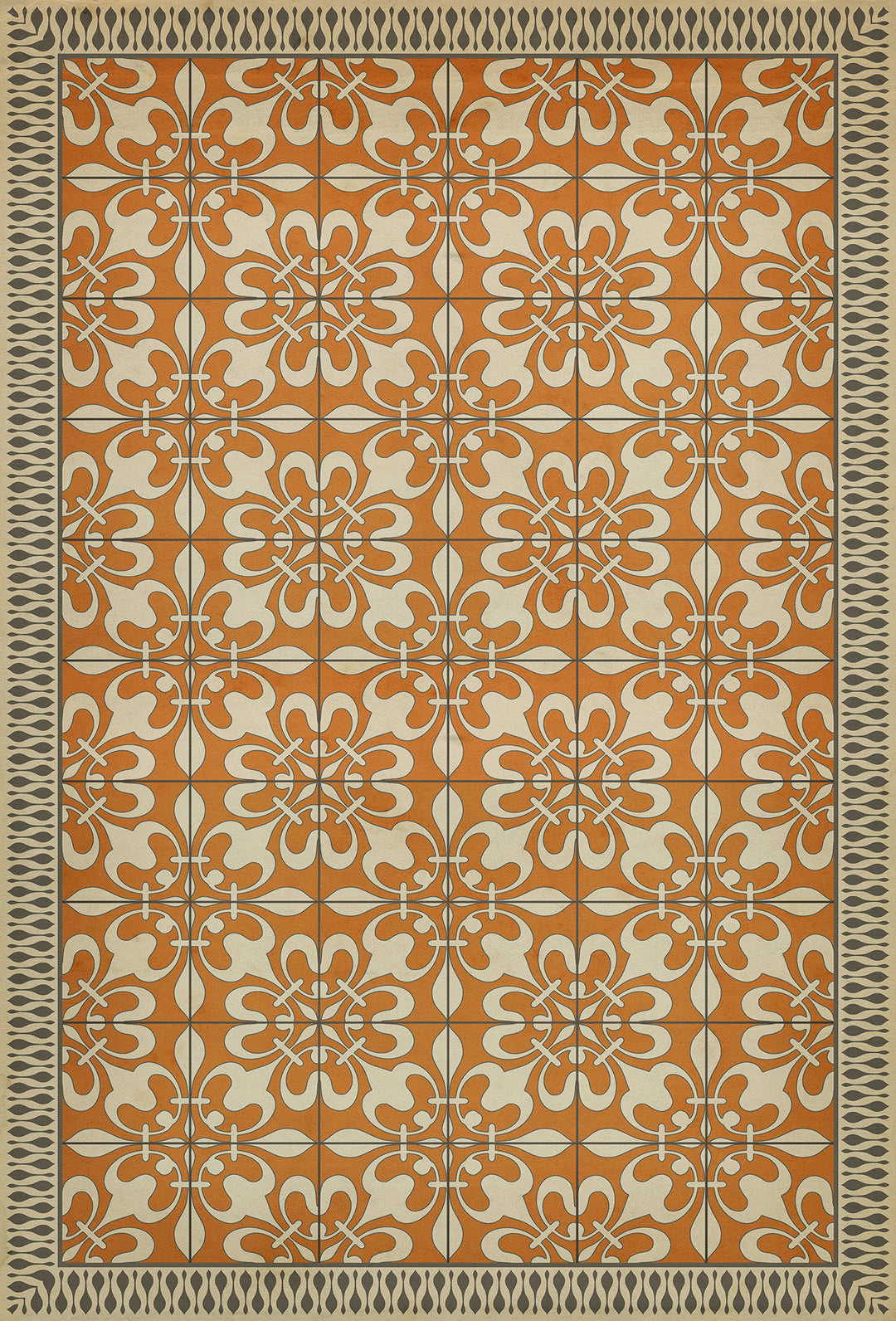 Vintage Vinyl Floorcloth Rug (Pattern 55 The Heat of Summer)