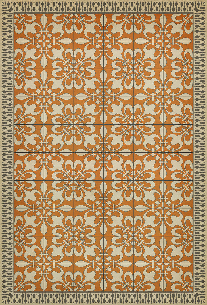 Vintage Vinyl Floorcloth Rug (Pattern 55 The Heat of Summer)