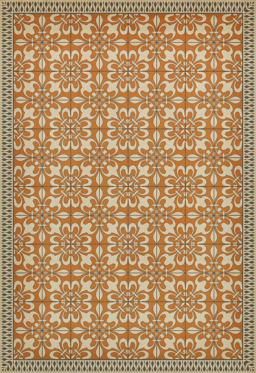 Vintage Vinyl Floorcloth Rug (Pattern 55 The Heat of Summer)