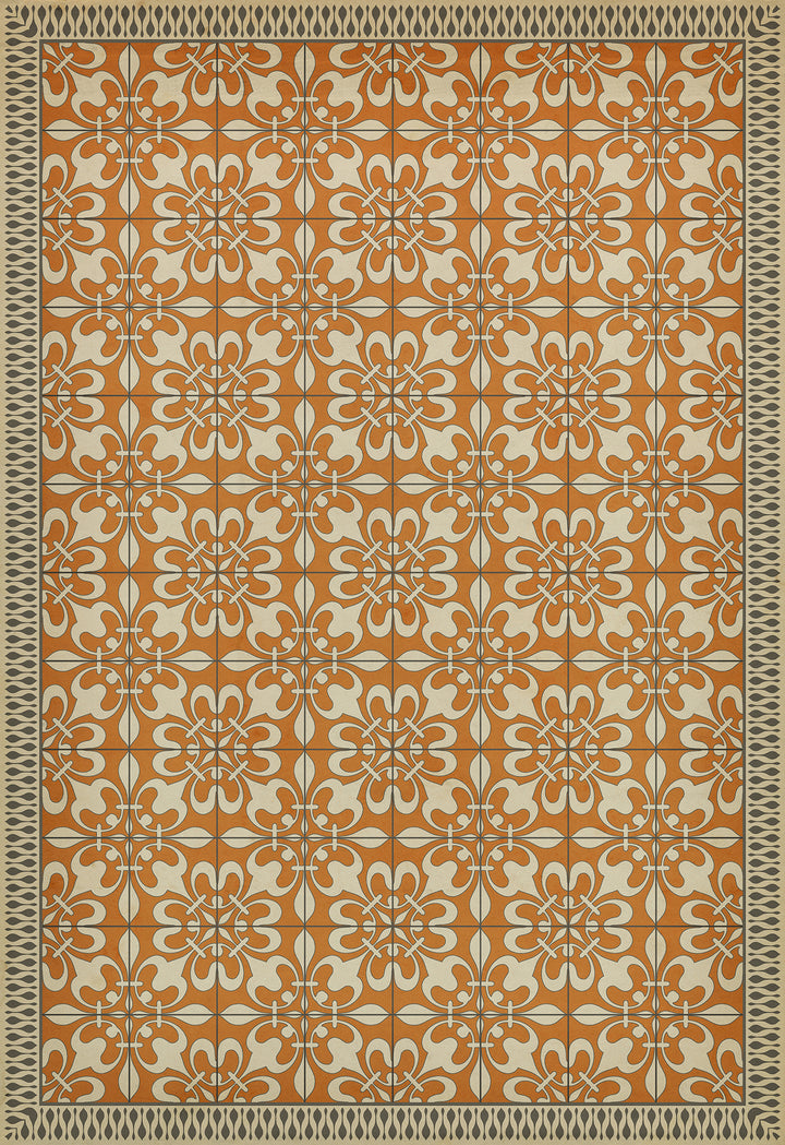 Vintage Vinyl Floorcloth Rug (Pattern 55 The Heat of Summer)