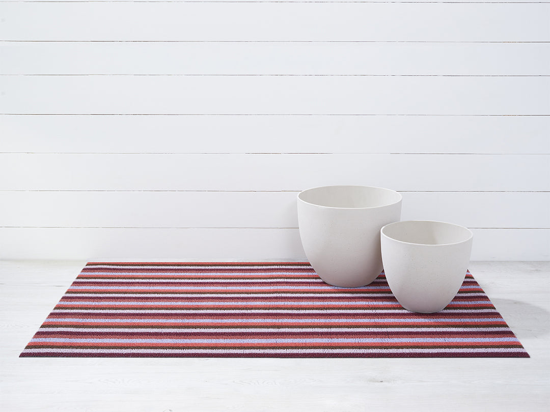 Chilewich Even Stripe Shag Floor Mats (Berry)