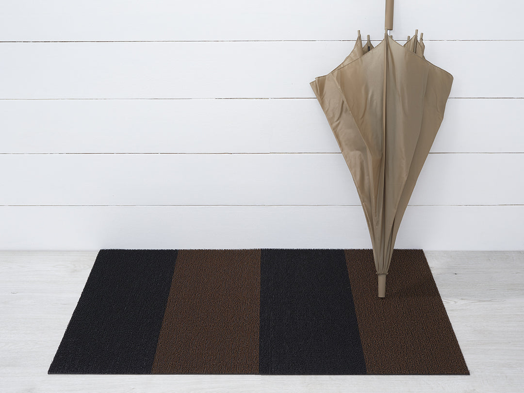 Chilewich Duo Stripe Shag Floor Mats (Mocha)