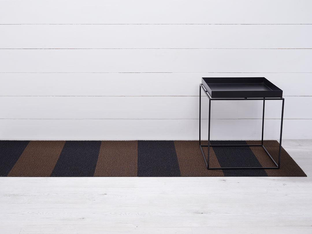 Chilewich Duo Stripe Shag Floor Mats (Mocha)