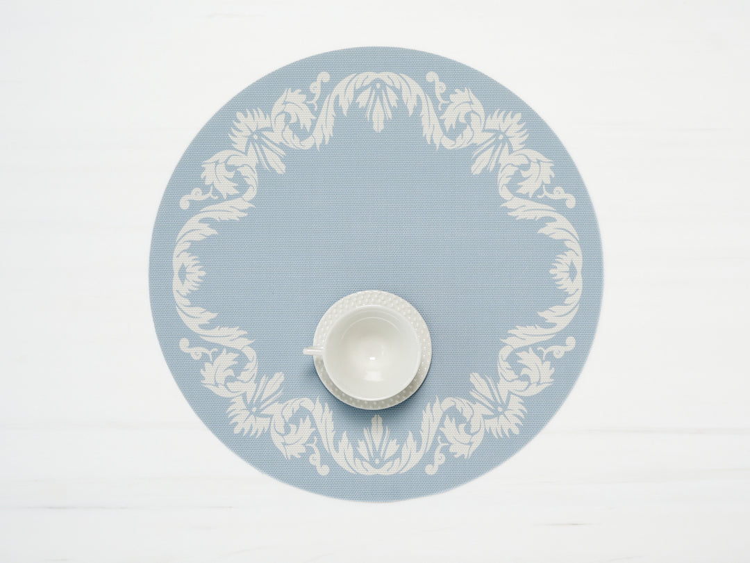 Martha Stewart x Chilewich Scroll 15" Round Place Mats Set/4 (Sea)