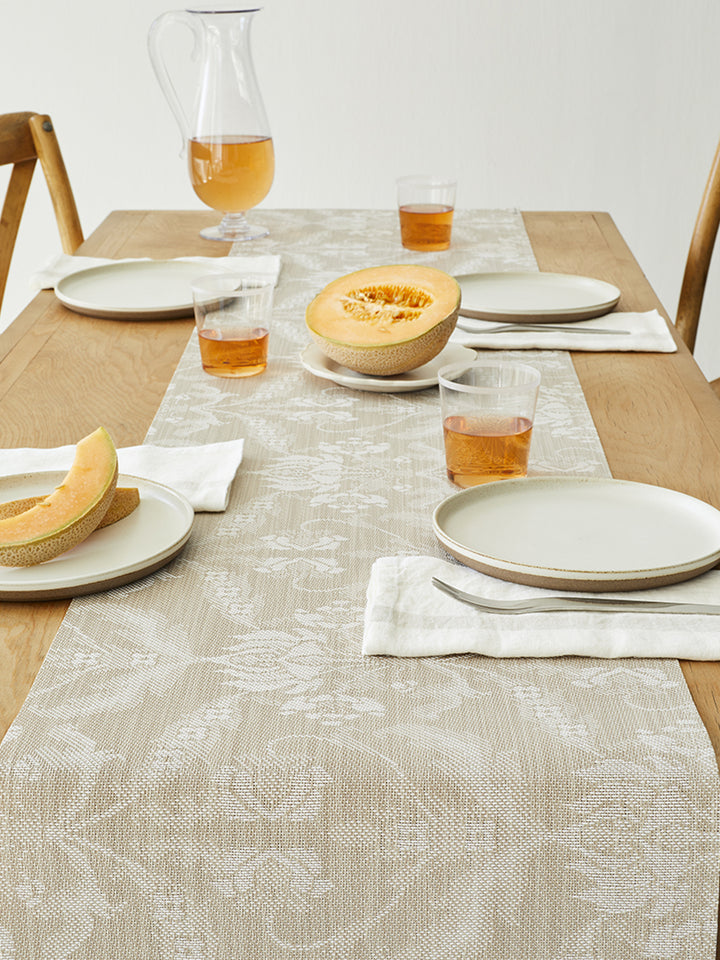 Martha Stewart x Chilewich Damask Table Runner (Flax)