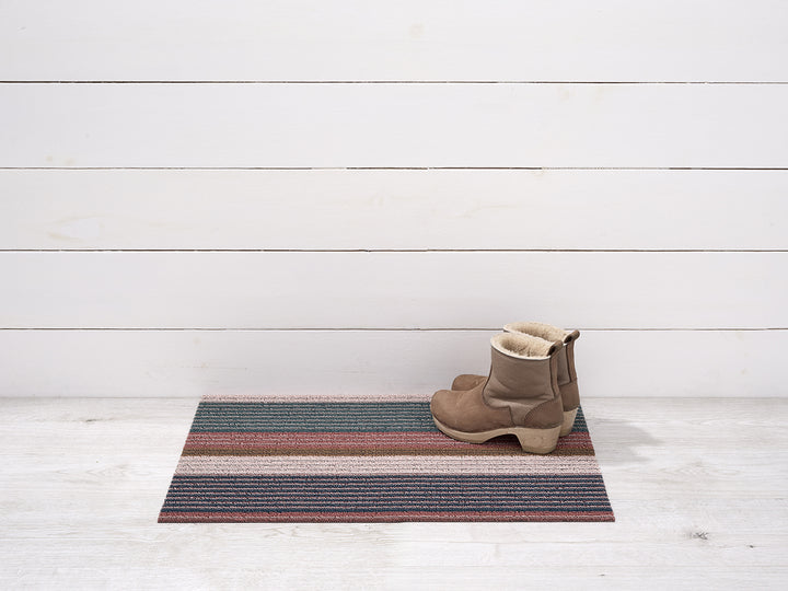 Chilewich Pleat Stripe Shag Floor Mats (Raspberry)