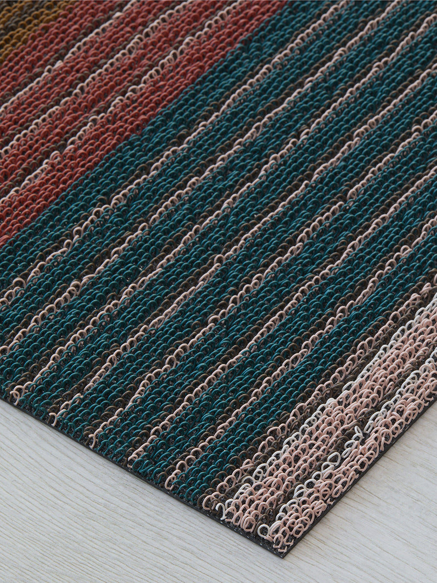 Chilewich Pleat Stripe Shag Floor Mats (Raspberry)