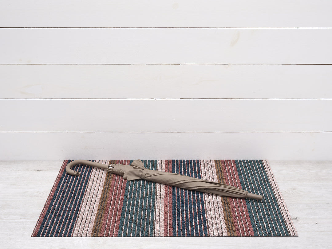 Chilewich Pleat Stripe Shag Floor Mats (Raspberry)