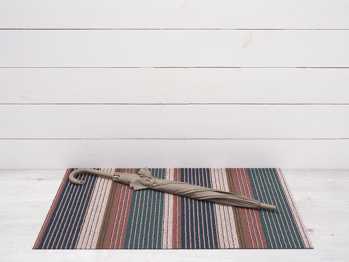 Chilewich Pleat Stripe Shag Floor Mats (Raspberry)