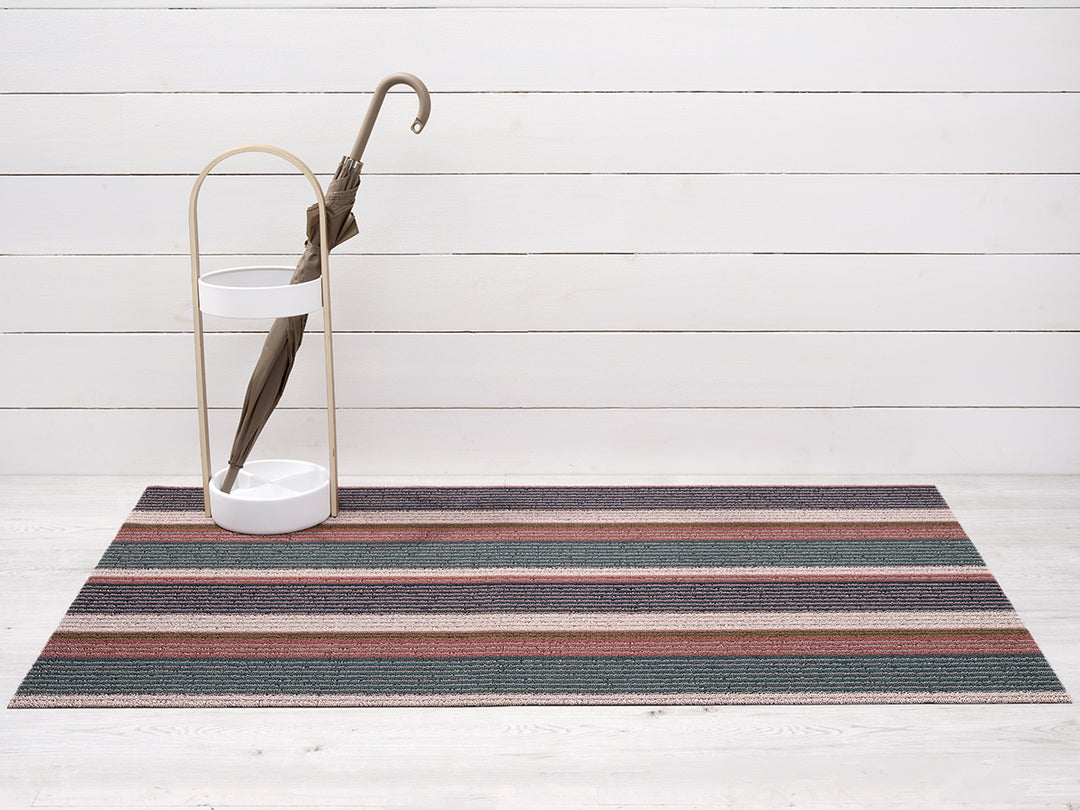 Chilewich Pleat Stripe Shag Floor Mats (Raspberry)
