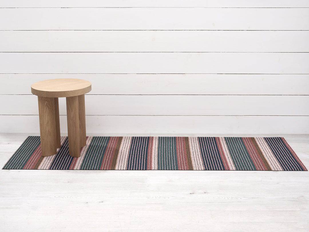 Chilewich Pleat Stripe Shag Floor Mats (Raspberry)