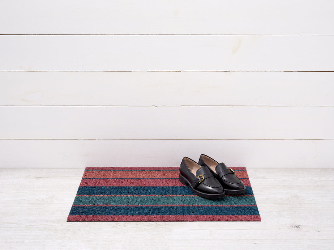 Chilewich Bolt Stripe Shag Floor Mats (Raspberry)