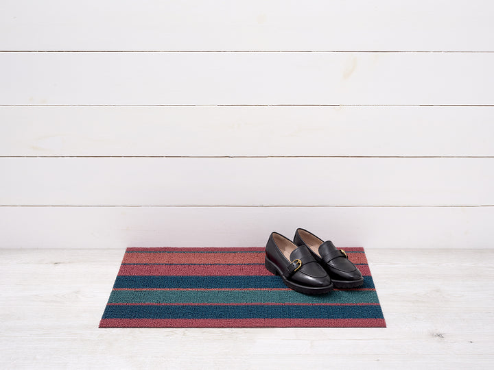 Chilewich Bolt Stripe Shag Floor Mats (Raspberry)