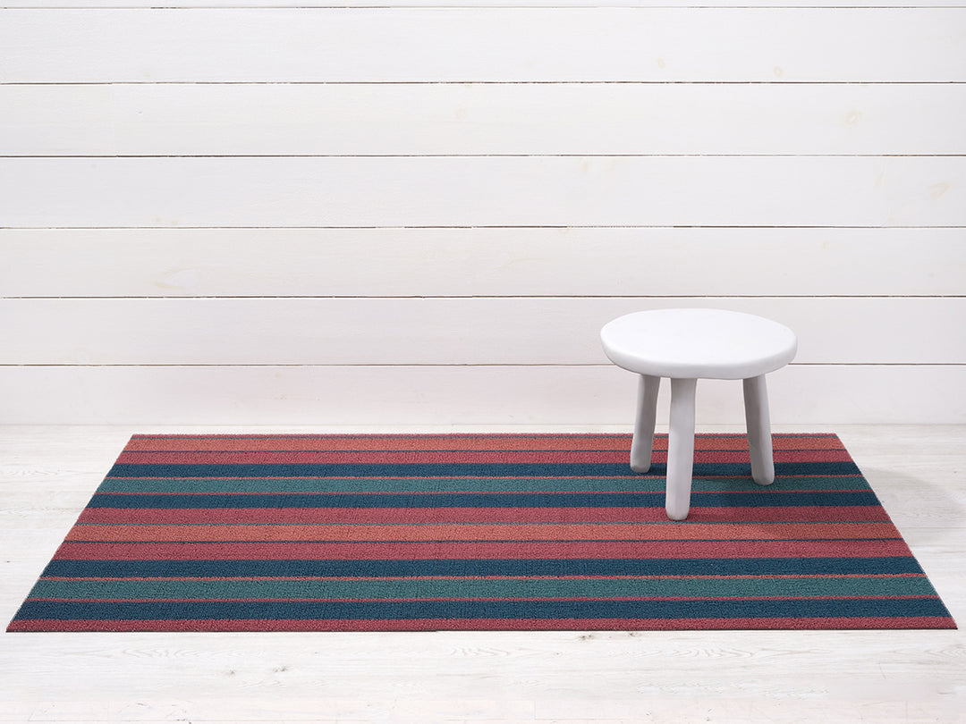 Chilewich Bolt Stripe Shag Floor Mats (Raspberry)
