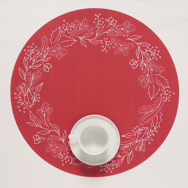 Martha Stewart x Chilewich Wreath Round Place Mats Set/4 (Crimson)