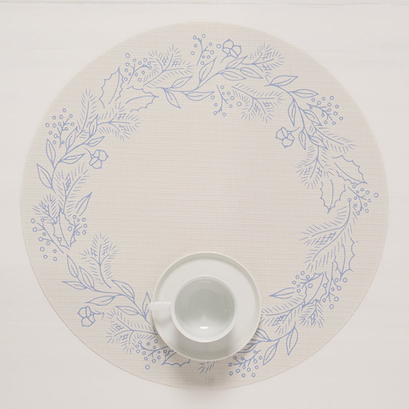 Martha Stewart x Chilewich Wreath Round Place Mats Set/4 (Frost)