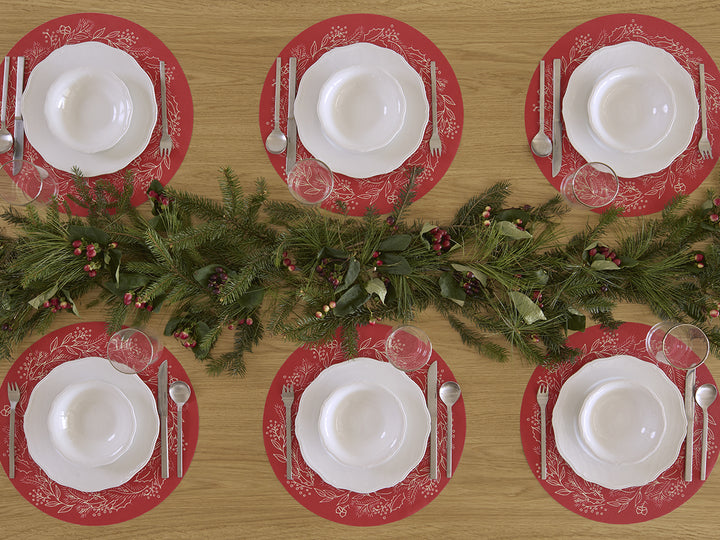Martha Stewart x Chilewich Wreath Round Place Mats Set/4 (Crimson)