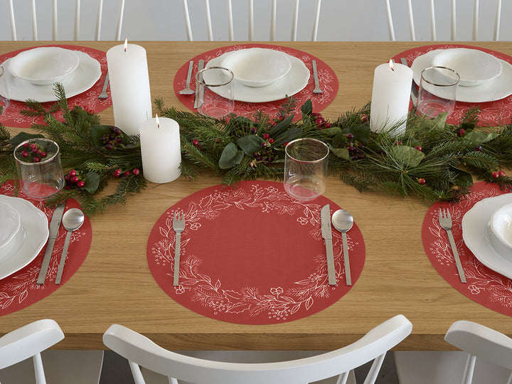 Martha Stewart x Chilewich Wreath Round Place Mats Set/4 (Crimson)