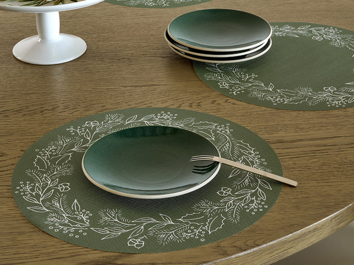 Martha Stewart x Chilewich Wreath Round Place Mats Set/4 (Elm)