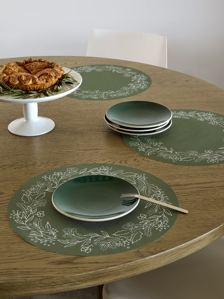 Martha Stewart x Chilewich Wreath Round Place Mats Set/4 (Elm)