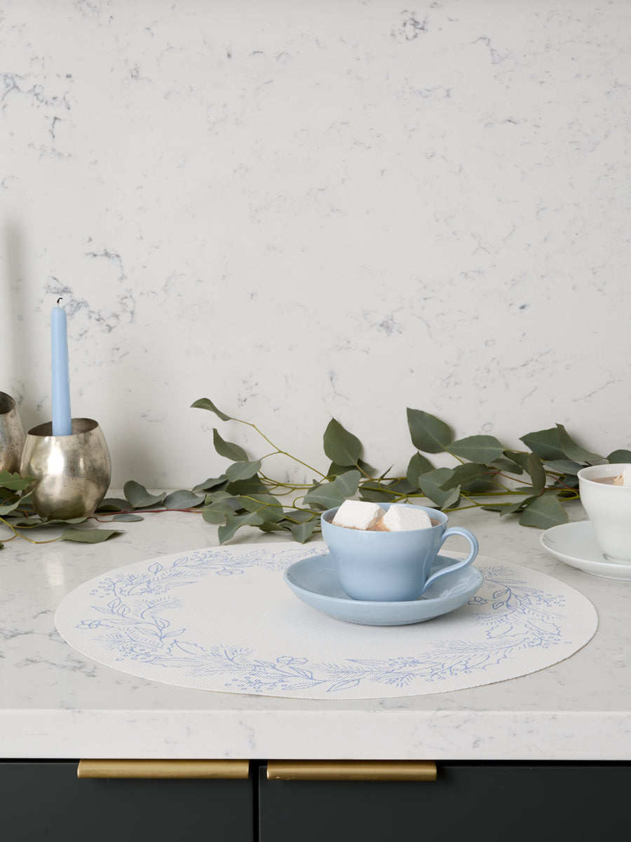 Martha Stewart x Chilewich Wreath Round Place Mats Set/4 (Frost)
