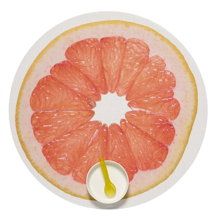 Chilewich Citrus Round Vinyl Place Mats Set/4 (Grapefruit)