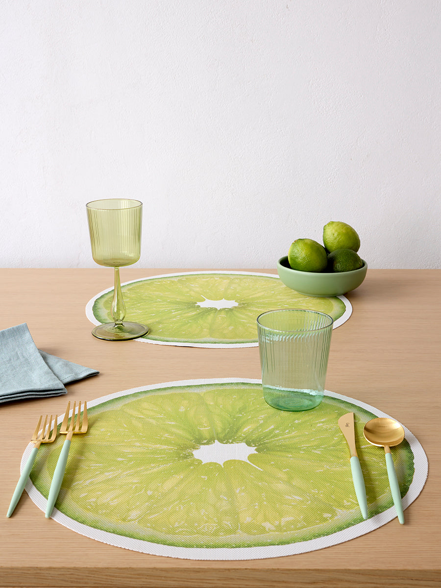 Chilewich Citrus Round Vinyl Place Mats Set/4 (Lime)