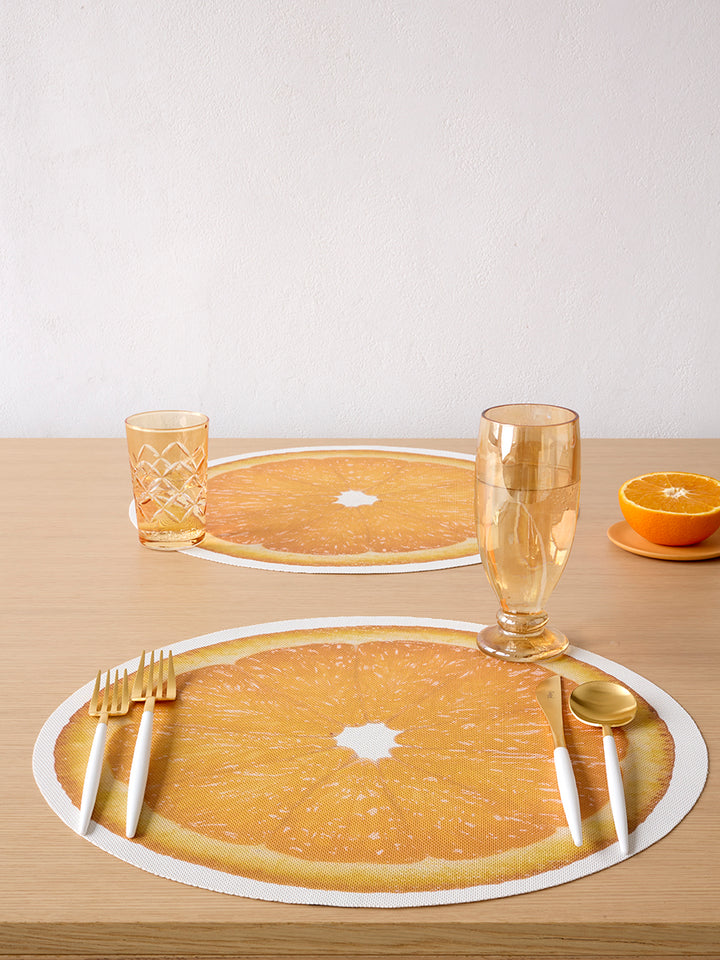 Chilewich Citrus Round Vinyl Place Mats Set/4 (Orange)