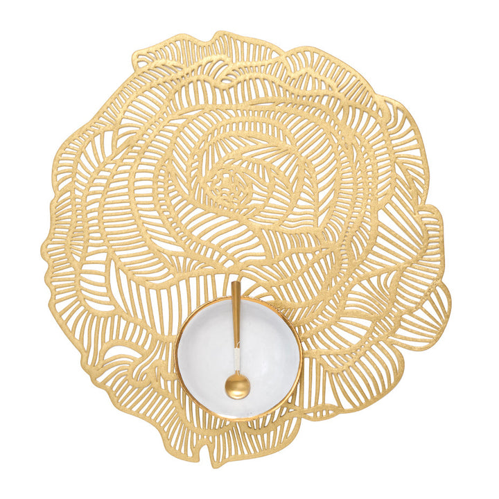 Chilewich Pressed Rose Round Place Mats Set/4 (Brass)